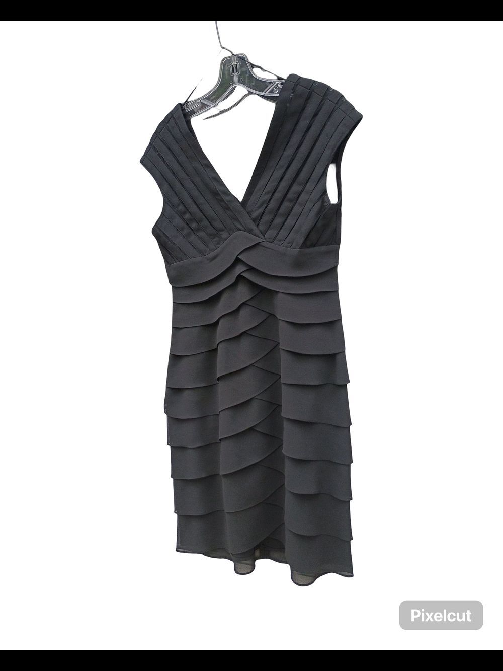 Vintage Scarlett Nite Pleated V-Neck Tiered Midi Dress Size 6 - Picture 5 of 14